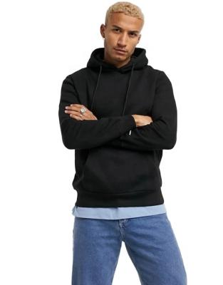 China Newest Anti-wrinkle Men's Black Hoodies 100% Plain Premium Cotton Men's Hoodies for sale