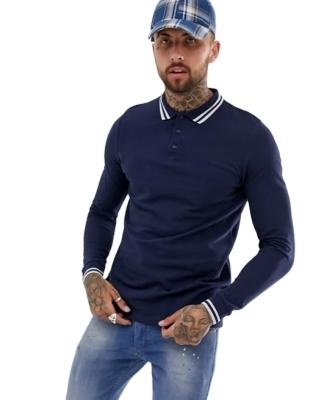 China Customized Logo Slim Fit Mens Anti Shrink Long Sleeve Polo Shirt for sale