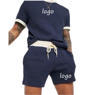 China Anti-Wrinkle Summer Custom Contrast Mens Shorts Two Piece Set for sale