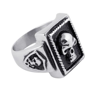 China Factory Fashion Trendy CLASSIC Hip Hop Skull Steel Titanium Steel Ring Men's DIY Charm Tungsten DIY Punk Jewelry for sale