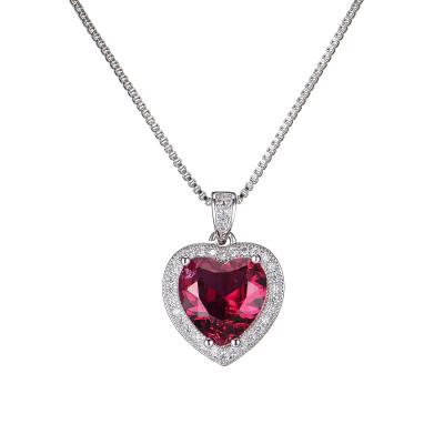 China Charming romantic purple heart pendant silver tourmaline gemstone diamond fashion necklace sets 14k gold jewelry wholesale women for sale