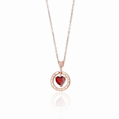 China Ruby Garnet Inlaid CLASSIC With Arrow By Heart Necklace Women's S925 Sterling Silver Fashion Natural Necklaces for sale