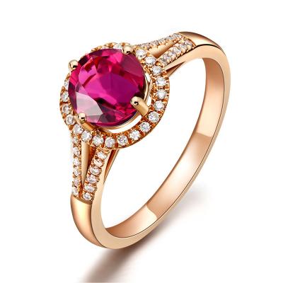 China Religious Circular Diamond Wedding Ring 18K Gold Plated Resizable Women's Red Tourmaline ZIRCON Ring Jewelry Sets Wholesale for sale