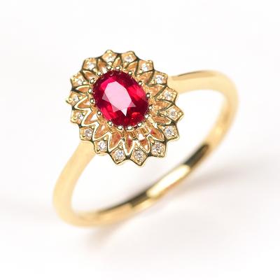 China Religious 18k Red Diamond Ellipse Mounted 925 Gold Plated Resizable Women's ZIRCON Ring Jewelry Sets Sterling Silver Wholesale for sale