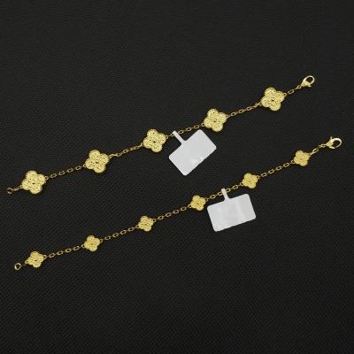 China Wholesale 925 Sterling Silver Gold Plated Clover Necklace Bracelet Trendy Women's Charm CLASSIC Fashion Factory Jewelry Sets for sale