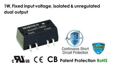 China 12V Isolated Dual Output DC DC Converter 15VDC 24VDC 1W Fixed Input Unregulated for sale