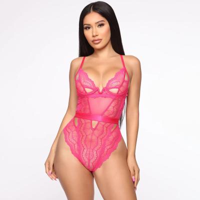 China V back / see / lace jumpsuit summer new custom rose jumpsuit women red sexy jumpsuit women for sale