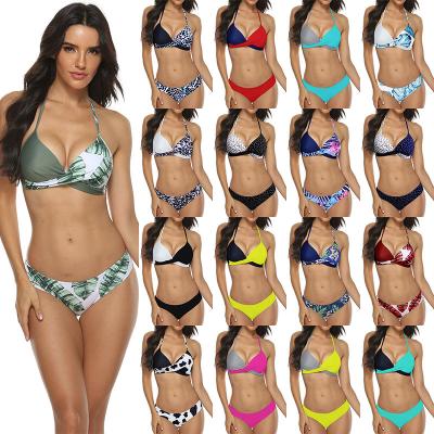 China Plus size 2022 new European American style sexy hard bag sexy slit 18 colors bikinis woman swimwear for sale