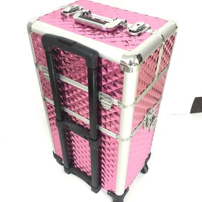 China Eco-friendly china export hot sale aluminum cosmetic case trolley makeup case with handle for sale