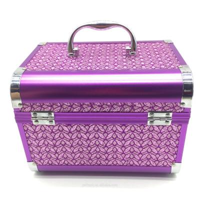 China Double Open Aluminum Case Hard Lockable Cosmetic Bag Makeup Carry Storage Case Organizer Box Portable With Tray for sale