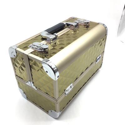 China Universal Eco-friendly Aluminum Beauty Box Manufacturers Travel Fashion Gold Color Makeup Case Storage Box for sale