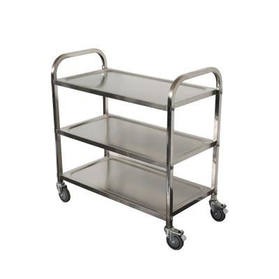 China Square Tube Hotel Restaurant Equipment Serving Cart Trolley Used Stainless Steel 3 Layer Kitchen Trolley for sale