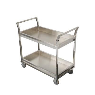 China Mobile Square Commercial Double Decker Dinner Food Food Stainless Steel Kitchen Tube Cart Delivery for sale