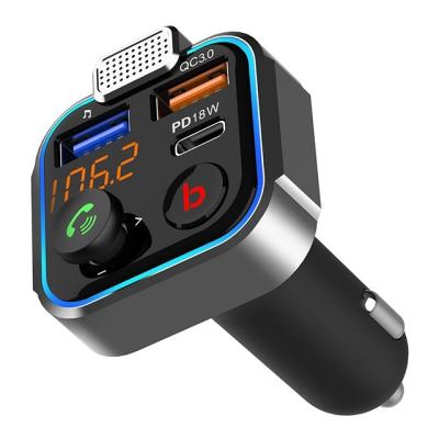 China Five-way directional button to hands-free phone calls auto electronics fm transmitter universal car mp3 player old car three-port charging QC3.0 car charger for sale