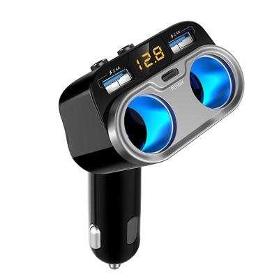 China Two USB Ports Dual Lighter Adapter 150W High Power Car Cigarette Lighter USB QC3.0 Car Charger Adapter 150W Charge+2.4A PD18W for sale