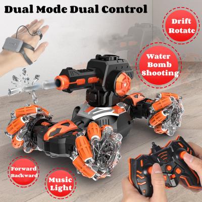 China Follow Me Remote Control Car Dual Control Gesture Watch Hand Water Bomb Tank Rotating Drift Twist With Music Light RC Stunt Car for sale