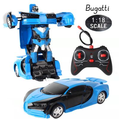 China RC Hobby 1:18 RC Cars 24CM Transformation Robot Deformation Sports Car Remote Control Toy for sale