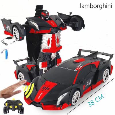 China Deformation Robot Car RC Deformation Cars 38cm Gesture Feeling Transformation Robot With Rechargeable Battery Car Light for sale