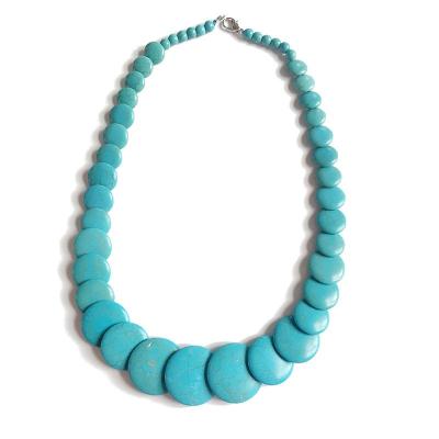 China Vintage Turquoise Stone Necklace Oval Stone Necklace Summer Cool Necklace for sale