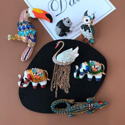 China Other All-match Cute Animal Dress Pin Color Rhinestone Drop Luster Brooch Manufacturers Supply Anti-Running for sale