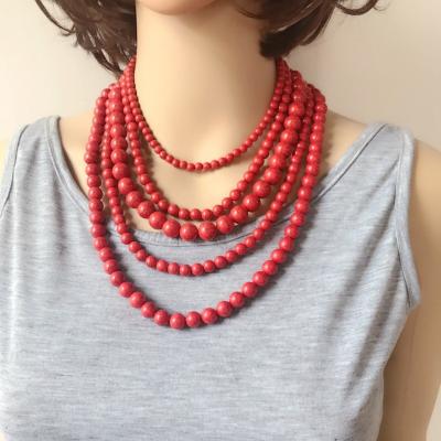 China Wholesale Customized Multilayer Pearl Necklace Vintage Color Pearl Necklace Five Layers Necklace for sale