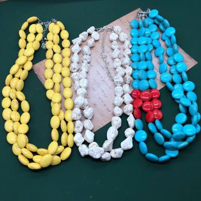 China Foreign trade multilayer necklace of European and American vintage Korean turquoise pine retro necklace for sale