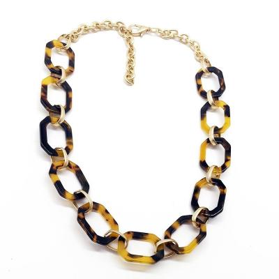 China Customization of leopard jewelry vintage foreign trade model resin necklace fashion resin chain necklace wholesale for sale