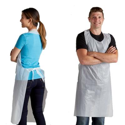 China Food Industry Waterproof Plastic Protective HDPE PE Disposable Apron Without Sleeves for sale