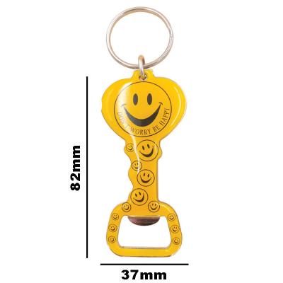 China Custom Shaped Metal Viable Happy Face Bottle Opener Key Chain Souvenir Beer Smile Opener for sale