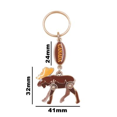 China Wholesale Metal Moose Moving Moose Key Chain With Tag Custom Toy Gift Key Ring For Souvenir for sale