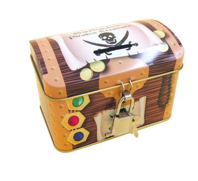 China Custom Tin Box Money Tin Bank With Lock Piggy Bank Coin Bank Toys For Kids Storage Box Keepsake Gift Give Away for sale