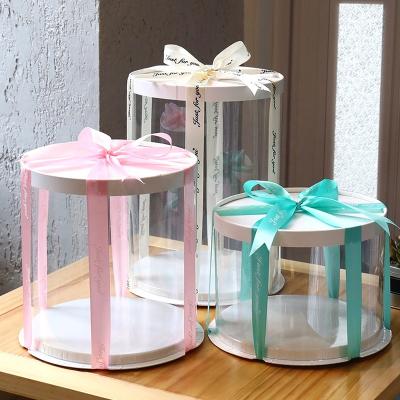 China 10 Inch Round Recyclable 6 8 Shape Transparent Plastic Cake Packaging Box for sale