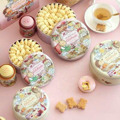 China Medium Food Gift Jewelry Cookie Candy Tea Tin Plate Boxes Storage Round Tin Box for sale