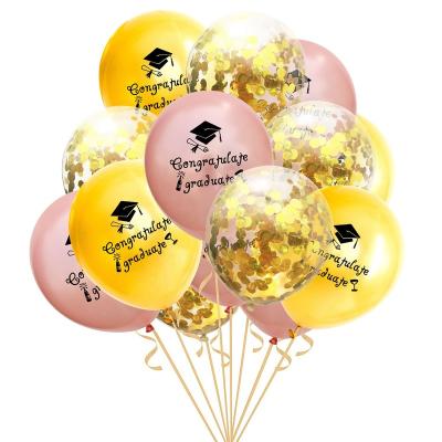 China latex 15 pcs/pack 12 inch glitter confetti graduation latex balloon balloons for graduate party decoration balloons set for sale