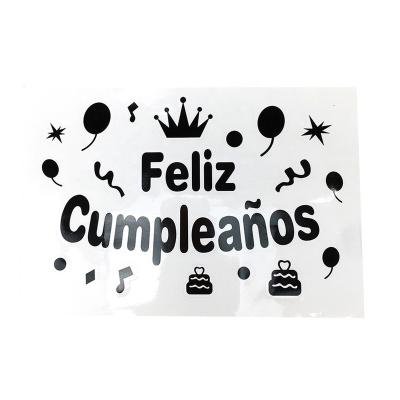 China Gift Toy Bronzing Espanol Feliz Cumpleanos Happy Birthday Bobo Balloon Decoration Sticker For Birthday Party Decoration Balloons Stickers for sale