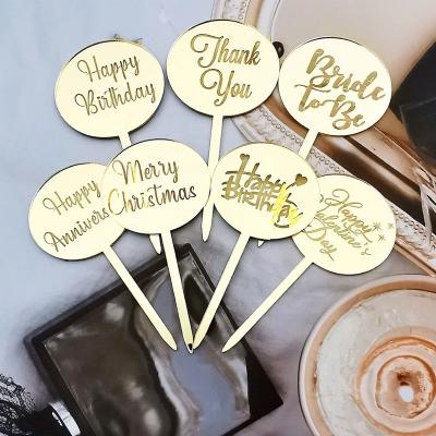 China Acrylic Bride To Be Happy Birthday Theme Round Acrylic Cake Topper Decoration For Anniversary Valentine's Day Party Cupcake Decor for sale