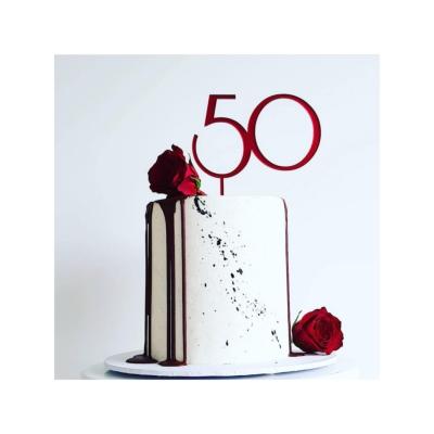 China Digital Red Mirror Birthday Cake Decoration Birthday Party Decoration Age Series Cake Topper aryclick for 50 years for sale