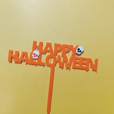 China Appy Halloween Elements Halloween Pumpkin Cobweb Skeletons Bat Acrylic Double-sided Cake Topper Halloween Cake Dessert Table Decoration Halloween Cake Topper diy diaper for sale