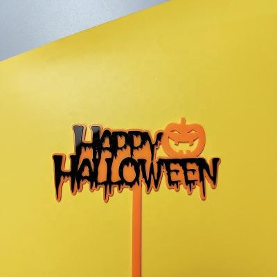 China Appy Halloween Elements Halloween Pumpkin Cobweb Skeletons Bat Acrylic Double-sided Cake Topper Halloween Cake Dessert Table Decoration Halloween Cake Topper diy diaper for sale