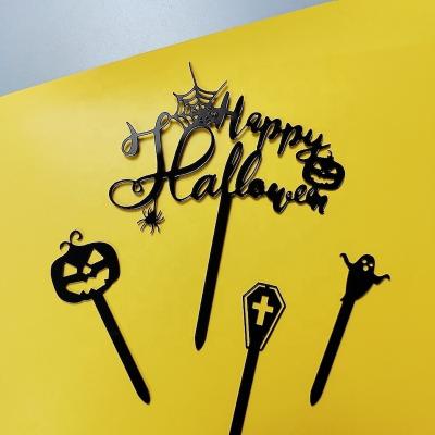 China Double-Layer DIY Happy Halloween Cake Decoration Spider Web Halloween Dessert Table Decoration Halloween Cake Topper Trick or Treat Halloween Cake Topper for sale