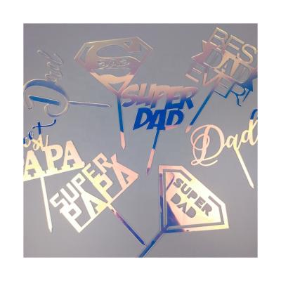 China Best of Dad's Acrylic Cake Topper Best of Dad's Day Best of Dad Iridescent Baking Decoration Best of Dad's Best Dad's Day Ever Awesome Always Awesome Iridescent Dad Rainbow Shining Fathers for sale