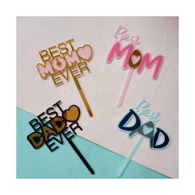 China Wish Acrylic Cake Topper Mum Best Dad Ever Best Moms Ever Birthday Moms Dads Heart Birthday Suit Diy Best Mum Dad Ever Best Moms Ever Dads Birthday Multilayer Acrylic Materials for sale