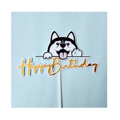 China Multilayer Acrylic Cake Topper Kids Happy Birthday Barkday Dog Theme Happy Birthday Paw Print Dog Bones Diy Barkday Dog Happy Golden Retriever Paw Print Bone Heart Husky for sale