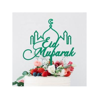 China Hotsale Islam Ramadan Celebration Cake Topper Eid Mubarak Cake Decorating Moon Acrylic Muslim Green Star Aryclick for sale