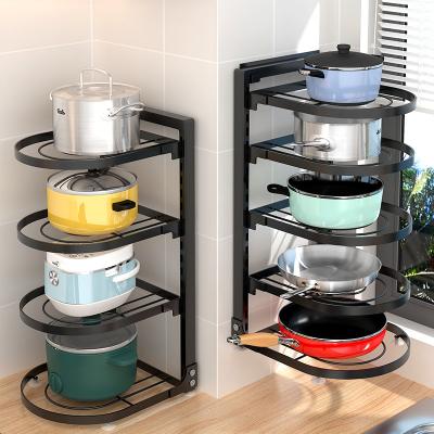 China Height Stocked Adjustable Pot and Pan Organizer Rack For Under Cabinet Hevy Duty Kitchen Standing And Hanging Shelf Style for sale