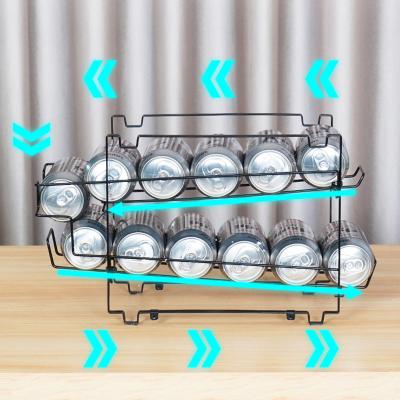 China 2 Pack Viable - Simple Household Items Beverage Soda Can Dispenser Stackable Organizer Rack Black for sale