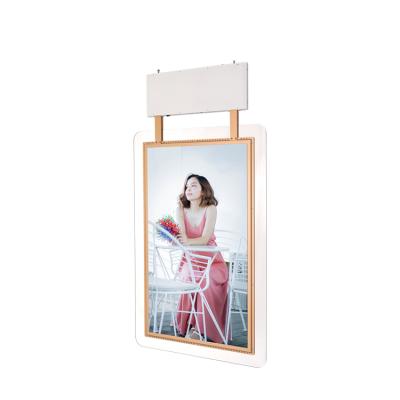 China Indoor Ceiling Mounted Suspended Double Sided Lcd Display For Playing Digital Signage for sale