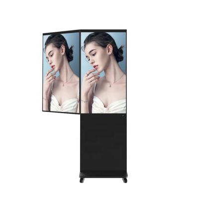 China Indoor Standing Bracket Hotel Color LCD Advertising Display Double Sided Floor Digital Signage for sale