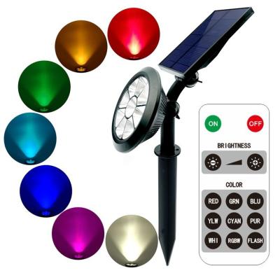 China Garden amazon hot sells 9leds solar  garden lights outdoor    RGB  7 colors solar lawn lamp CE certification white  warm spotlights for sale