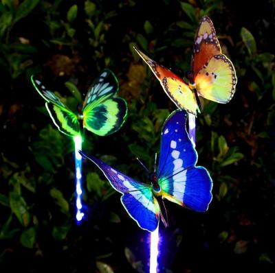 China Garden factory price butterfly flowers   outdoor  floor courtyard  landscape lamp solar garden holiday decorative lights for sale